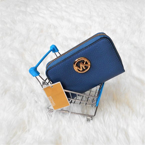 Michael Kors Fulton Zip Around Coin Case Denim - Picture 1 of 14